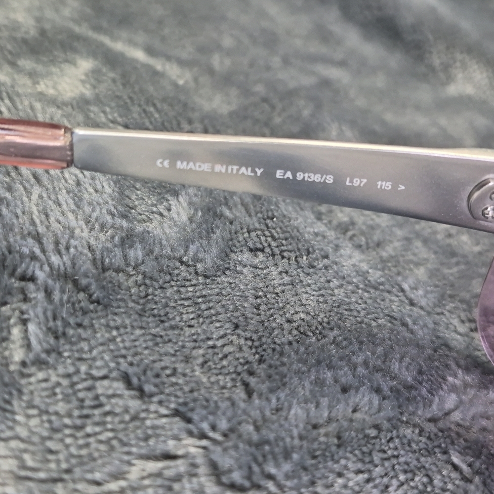 Emporio Armani Women's Rimless Shield Sunglasses — Purple Lens with Gold Trim - Picture 3 of 9